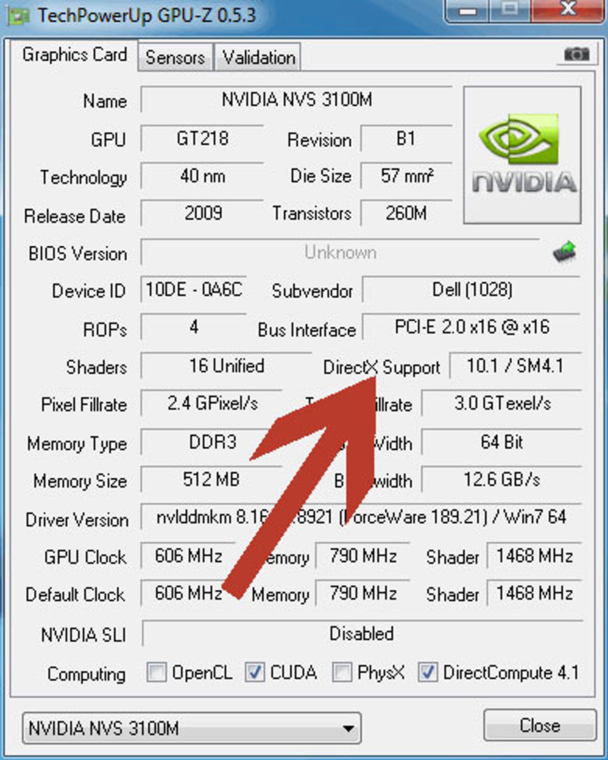 Programmet GPU-Z kan gi deg mye nyttig informasjon om skjermkortet ditt, blant annet hvilken DirectX-standard det støtter.