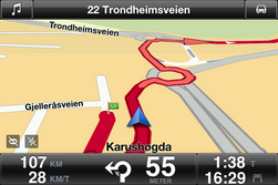 Slik ser TomToms navigasjonsbilde ut. Ryddig og lettfattelig.