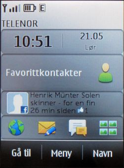 Startskjermen virker noe trang.