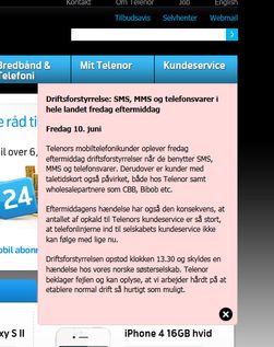 Også Telenor i Danmark har problemer i dag. De danske problemene skal skyldes en feil hos Telenor her i Norge.
