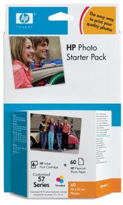 HP Fotopakke, blekk + 60 stk fotopapir 2,98 pr utskrift