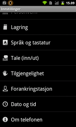 Valget du leter etter er ofte nederst i innstillingsmenyen, og vanligvis heter det 