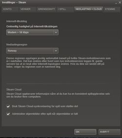 Her skrur du av og på Steam Cloud.