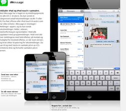 iMessage er Apples versjon av tekstmeldinger. Legg merke til at den varsler deg når samtalepartneren begynner å skrive et svar.