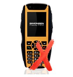 Simonsen F510 Freeway er den eneste norske telefonen i testen.
