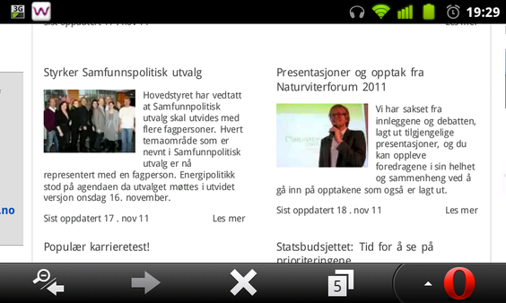 Opera Mini kan også brukes i bredskjerm.