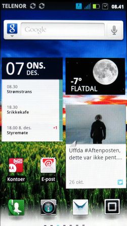 For eksempel kalenderprogrammet på startskjermen kunne vist mer informasjon.