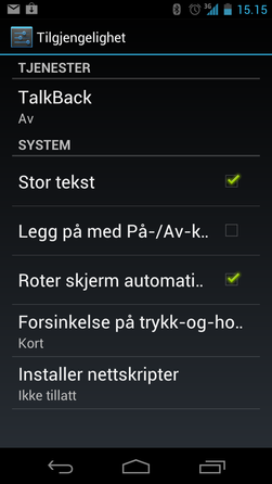 Du kan velge å gjøre all tekst i hele menysystemet større.
