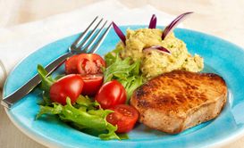Dagens rett: 
					
	





	Svinefilet med hummus