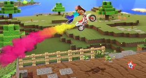 Motorsykkelaction i Minecraft-verden