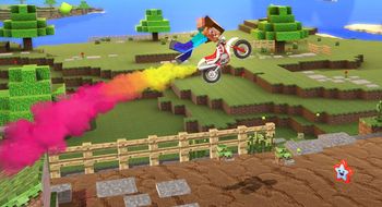Motorsykkelaction i Minecraft-verden