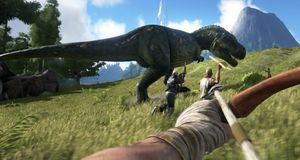 Ri på ein T-rex i dette ambisiøse dinosaurspelet
