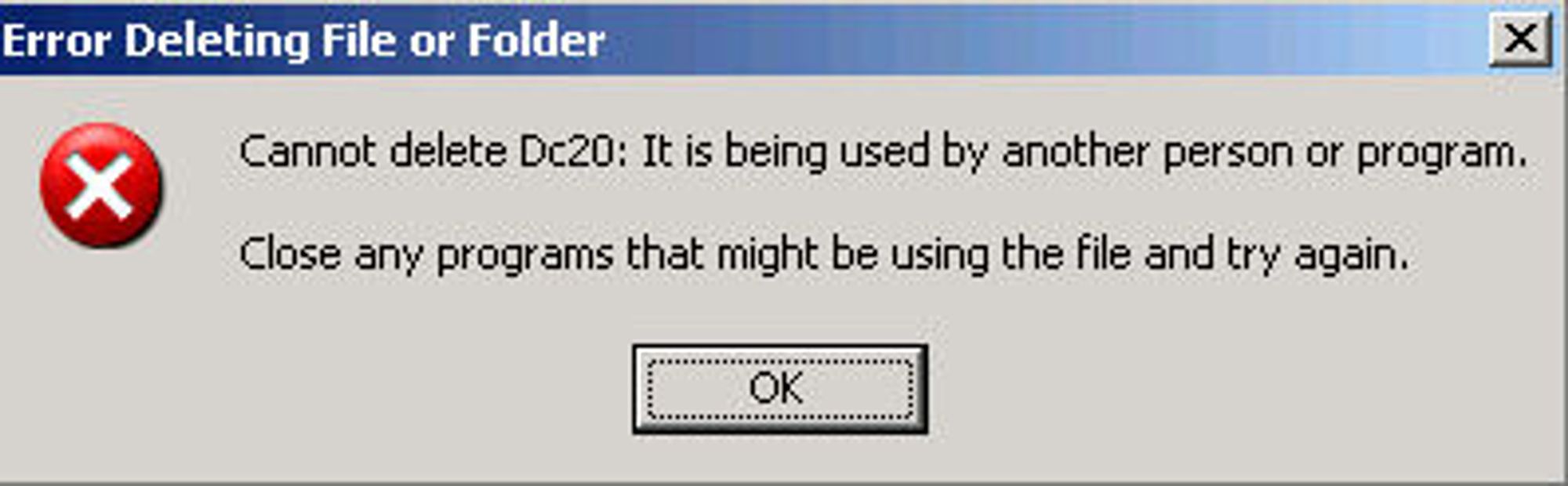 Cannot folder. Cannot error 5
