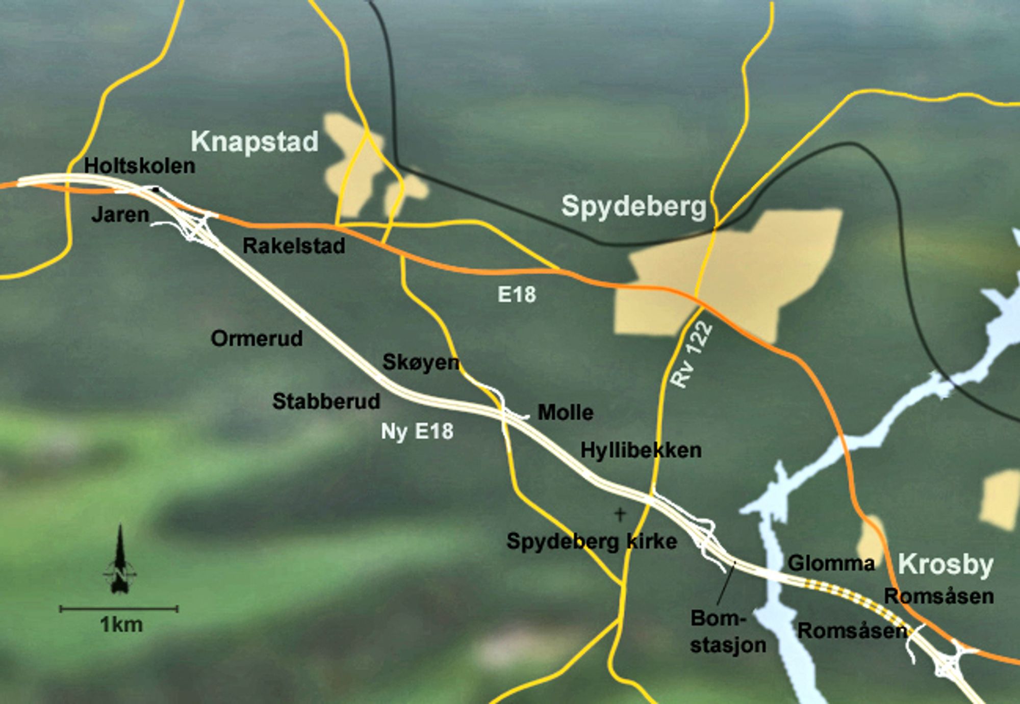 Nye E 18 mellom Knapstad og Krosby i Østfold skal være ferdig i juli 2010 til en pris på 1.04 milliarder kroner.