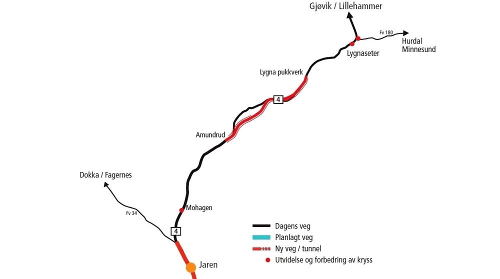 Utvidelse av riksveg 4 mellom Amundrud og Lygna pukkverk kan bli utlyst tidlig på nyåret. Atskillig større oppdrag venter senere. (Ill.: Statens vegvesen)