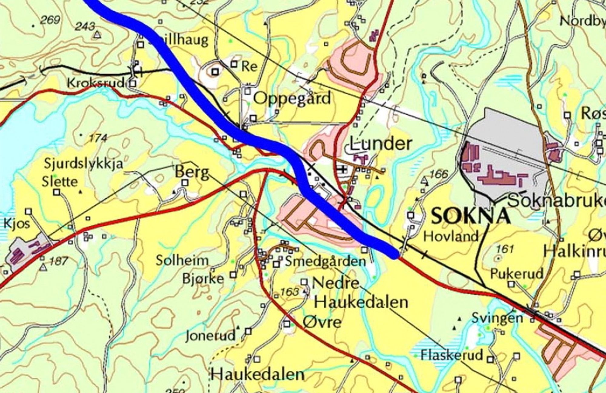 Strekningen som er ute på anbud nå inngår i den blå linjen som markerer den østligste delen av framtidig riksveg 7. (Ill.: Statens vegvesen)