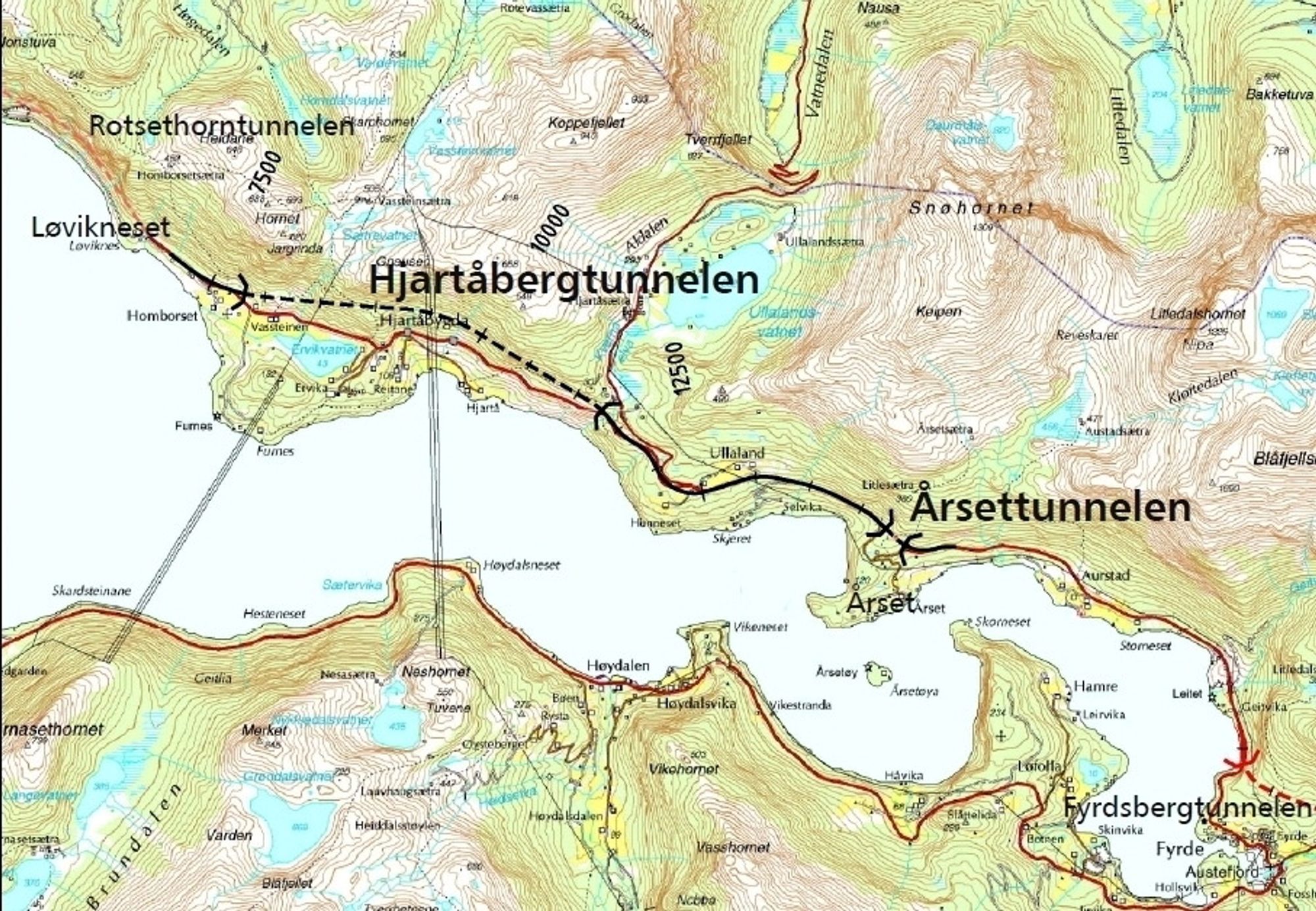 18. august går fristen ut for dem som vil gi anbud på elektro- og SRO-installasjoner i Hjartåbergtunnelen og tilstøtende veger. (Ill.: Statens vegvesen)