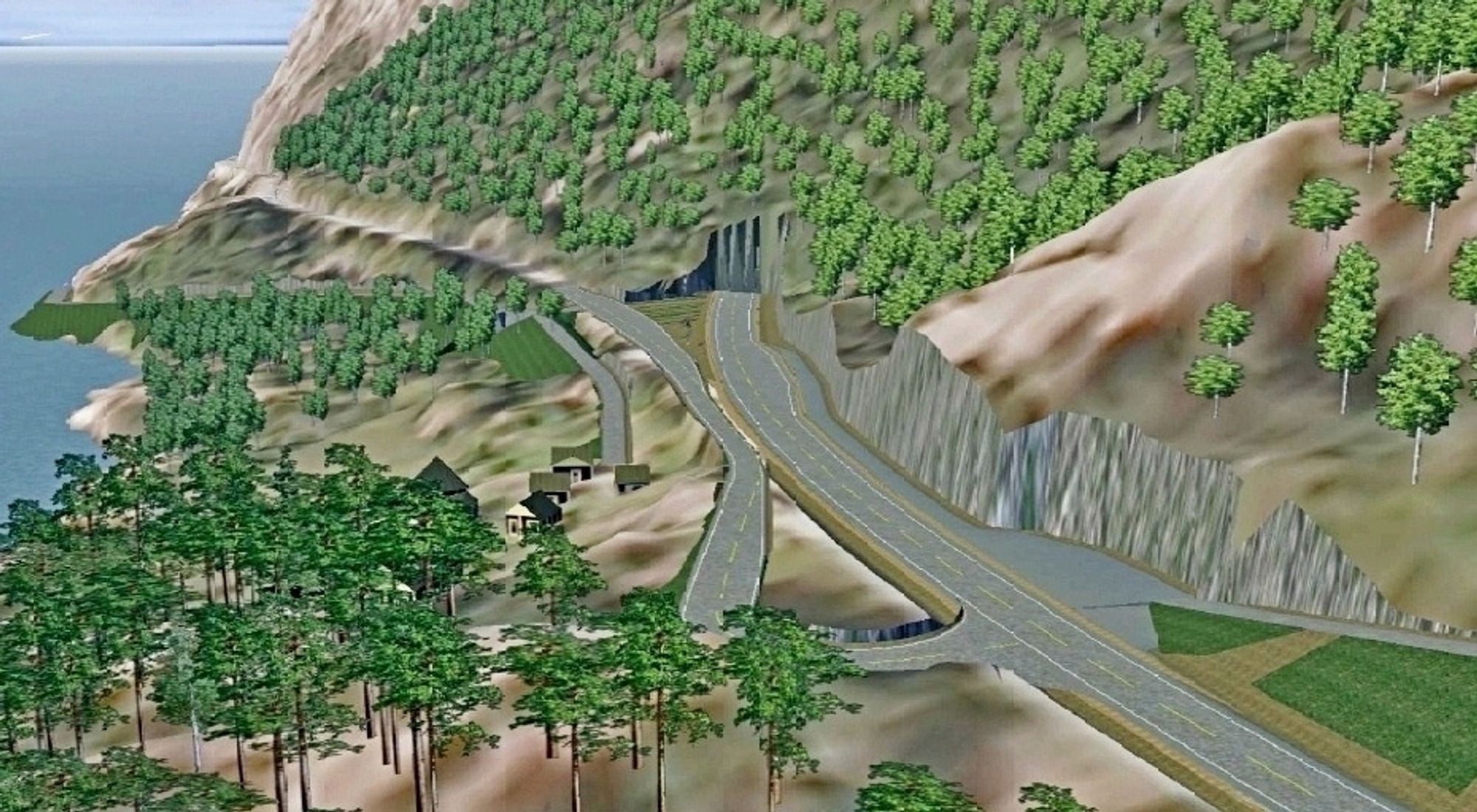 Illustrasjonen viser østre innslag av tunnelen under Lussandberget. Den skal drives av Veidekke hvis ingen andre klager innen 19. desember. (Ill.: Statens vegvesen)