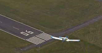 Airbus E-Fan på vei inn mot landing. 
