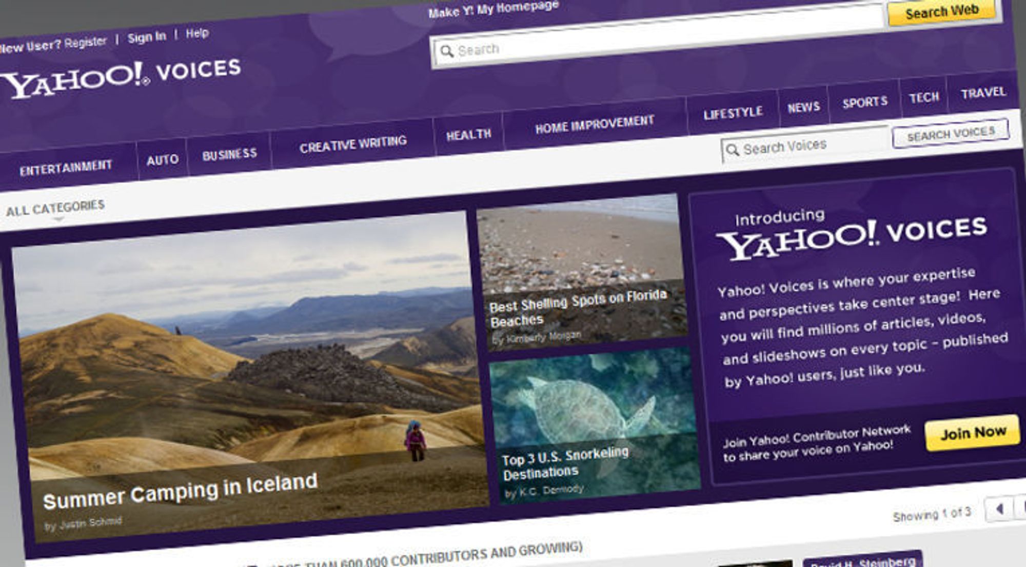 Dagens forside på Yahoo Voices tyder på at Yahoo ikke er spesielt ivrig i å informere åpent om datainnbruddet som la ut e-postadressene til tjenestens brukere.