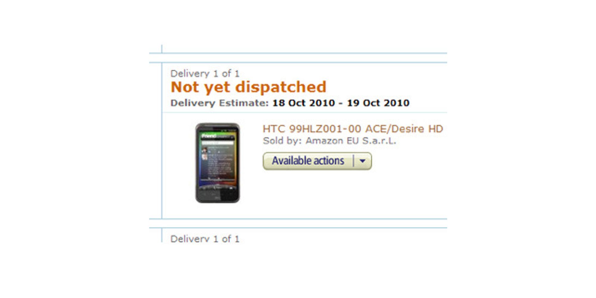 Desire HD i oktober?