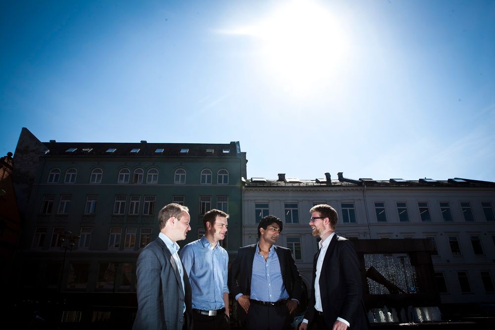 GLOBALE: Alle vil eksportere norsk teknologi, og alle satser på utradisjonelle markeder. Fra venstre Daniel Buikema Fjærtoft, Lars Petter Lunden, Murshid M. Ali og Eivind Fjeldstad.