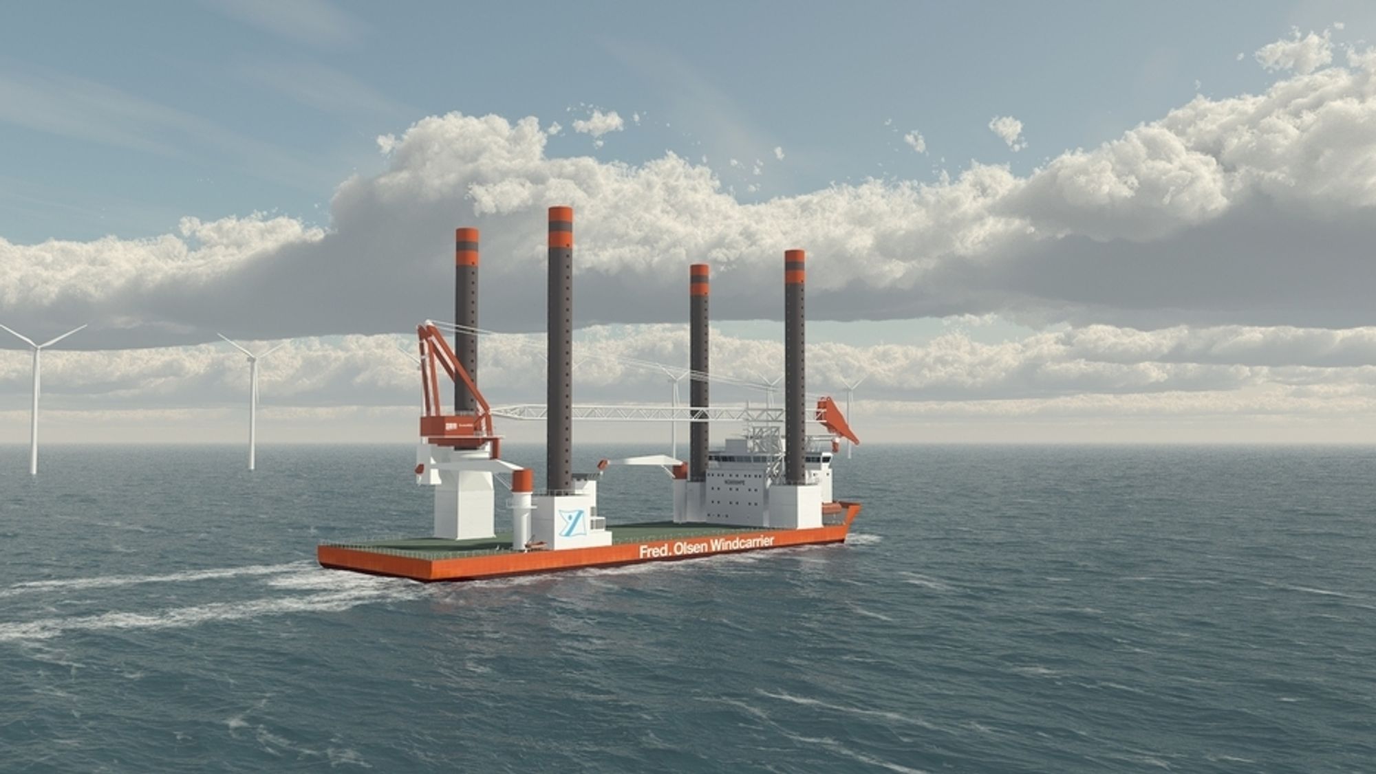 INSTALLERINGSFARTØY: Fred. Olsen Windcarrier AS har bestilt to spesialfartøy for vindturbiner som skal installeres i vindparker til havs.