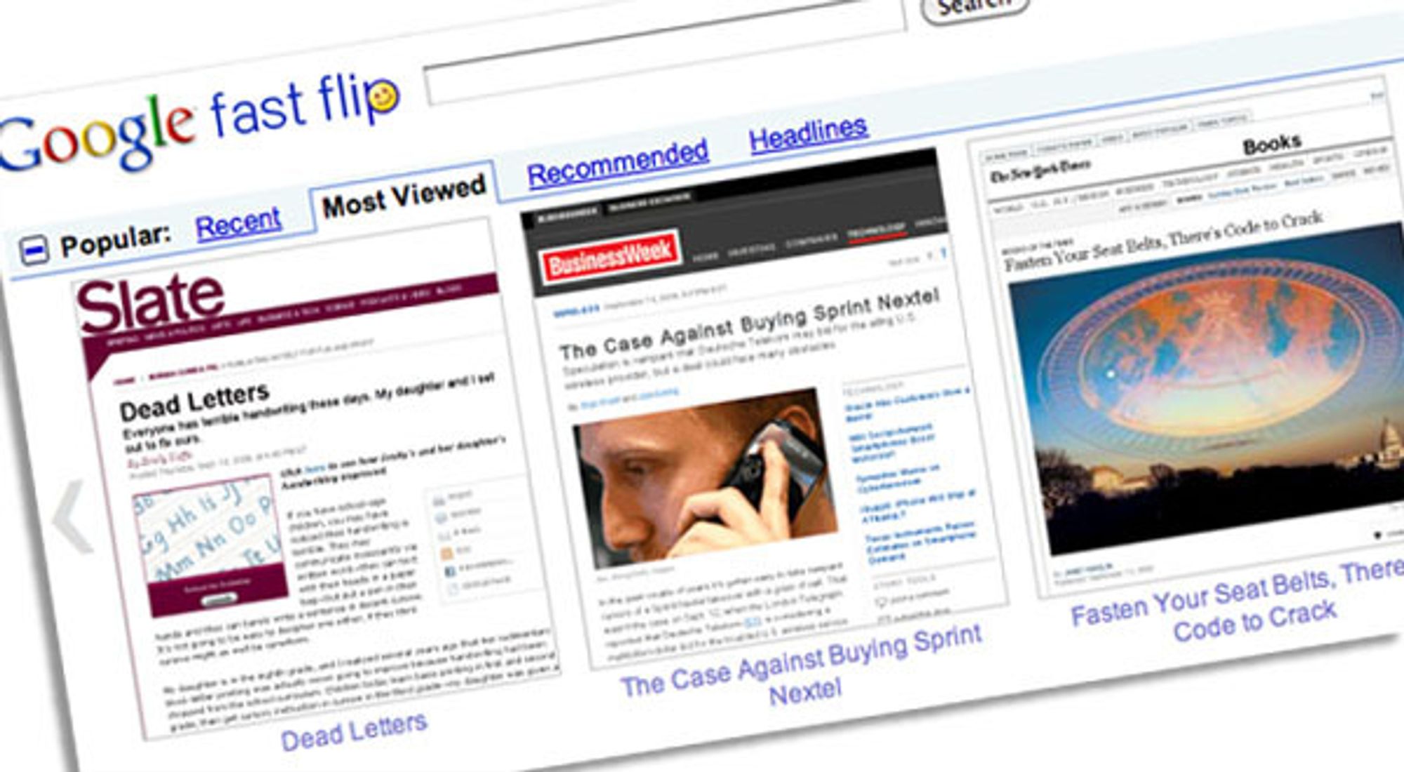 Fast Flip gir superrask visning av nyheter fra utvalgte nettjenester.