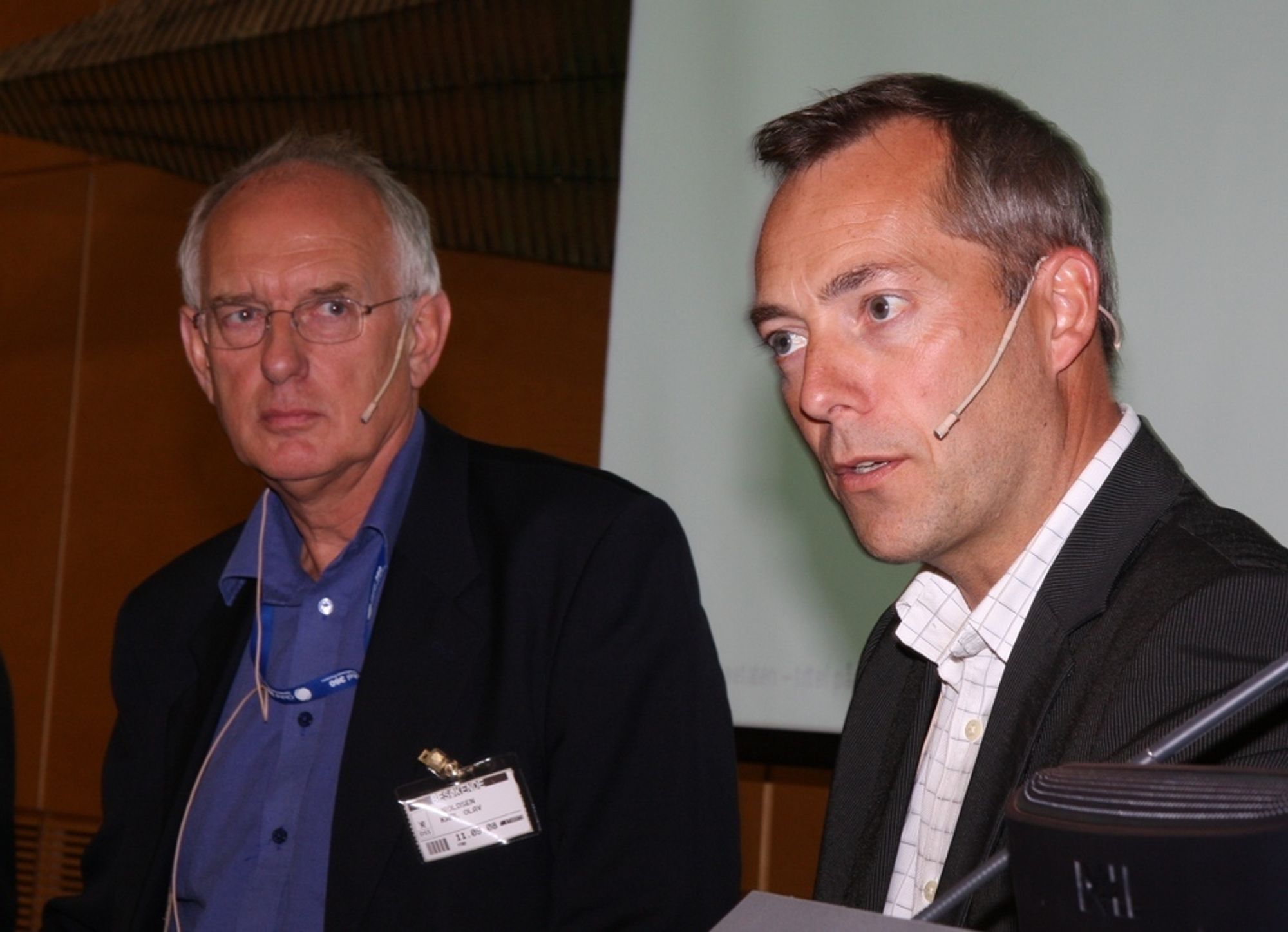 IT-direktør Karl Olav Wroldsen, Skatteetaten (t.v.), prosjektleder Gunnar Horn, IKT-arkitektur, Nav/FAD.