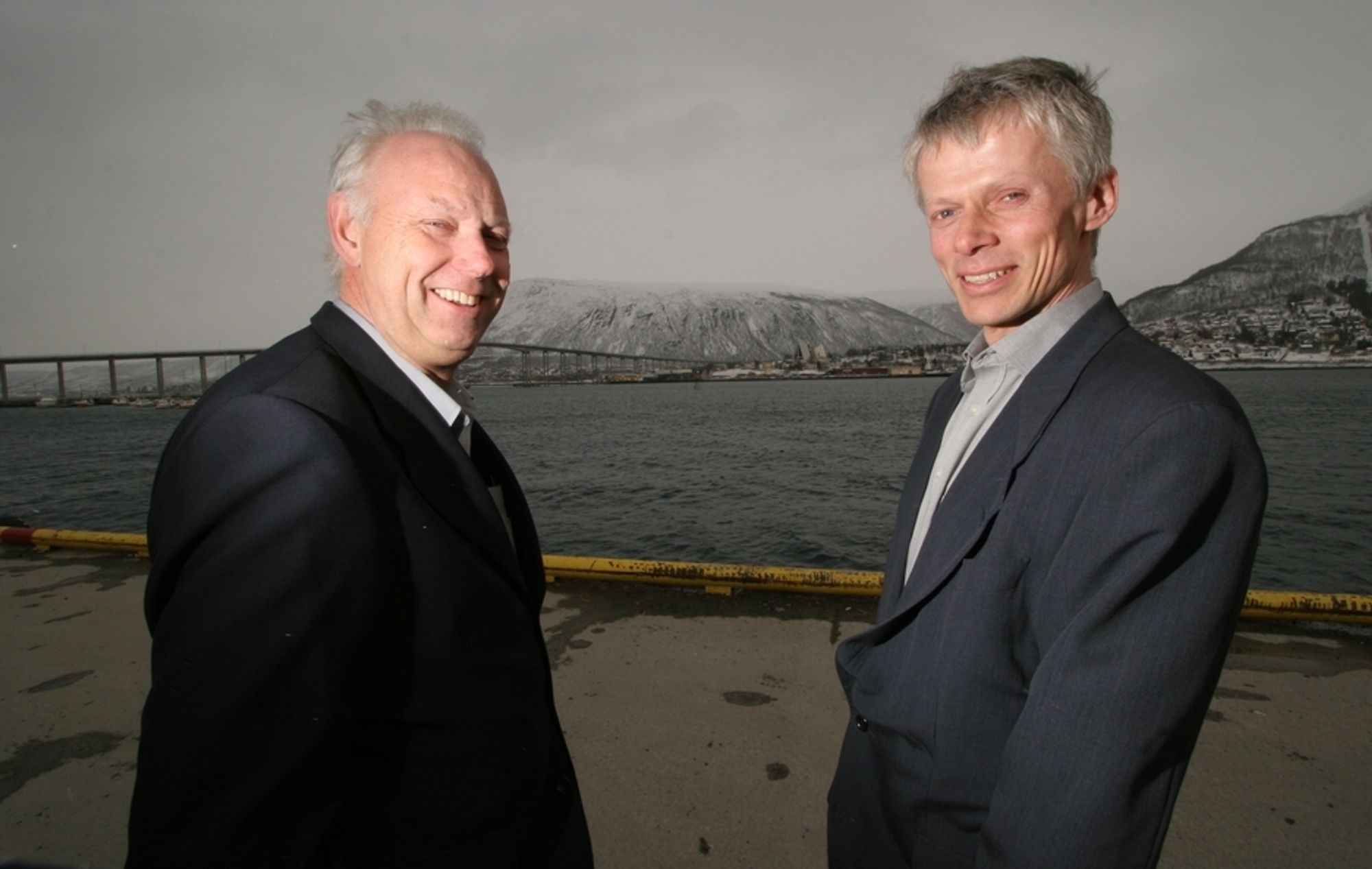 VIL HA FART PÅ OFFENTLIG IT: ErgoGroup-direktør Håvard Larsen og Hans dirketør Christian Holte i Direktoratet for forvaltning og IKT var i Tromsø for å holde foredrag for offentlige saksbehandlere.