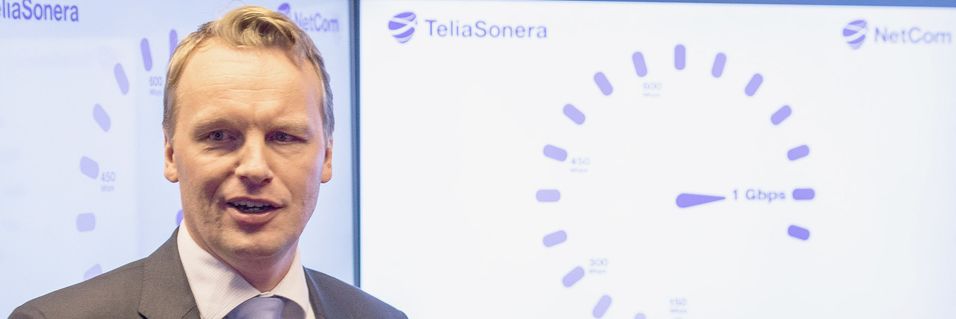 Teknisk direktør i Teliasonera Norge, Jon Christian Hillestad, under pressekonferansen sammen med Huawei, der verdens første 4,5 G-nett ble vist fram i Oslo. .