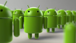 Android-maskoter på rekke og rad.