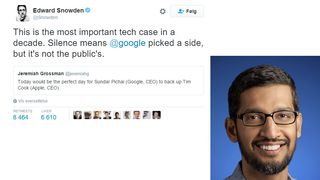 Snowden utfordret Google til å støtte Apple