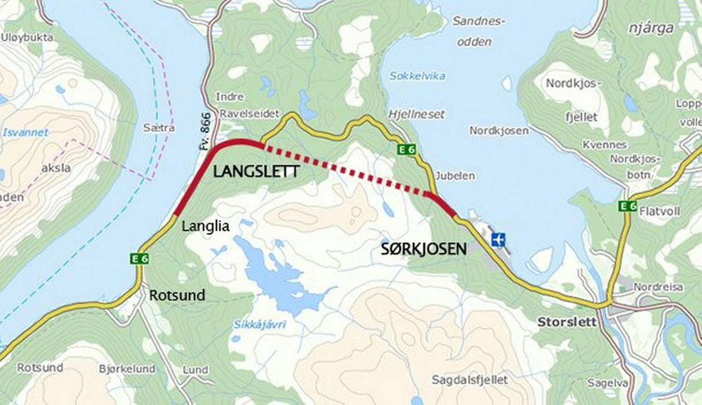 I september blir det gjennomslag i tunnelen gjennom Sørkjosfjellet. De som vil levere og montere elektro- og SRO-utstyr i tunnelen, må regne ferdig innen 12. oktober . (Ill.: Statens vegvesen)