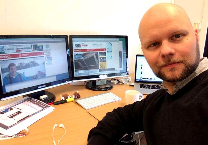 Espen på hjemmekontoret - som snart flyttes til andre siden av jordkloden.