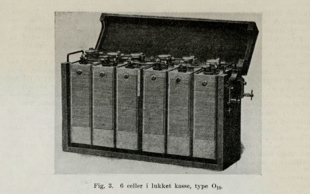 Edison-batteri fra Teknisk Ukeblad i 1910.