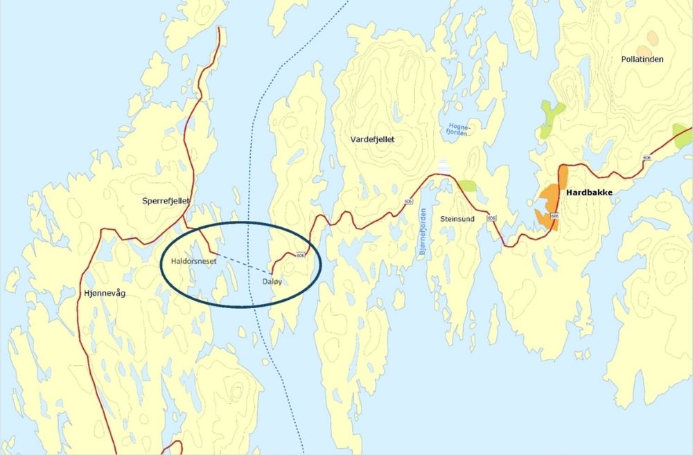 Dalsøy-Haldorneset er Norges vestligste fergestrekning.