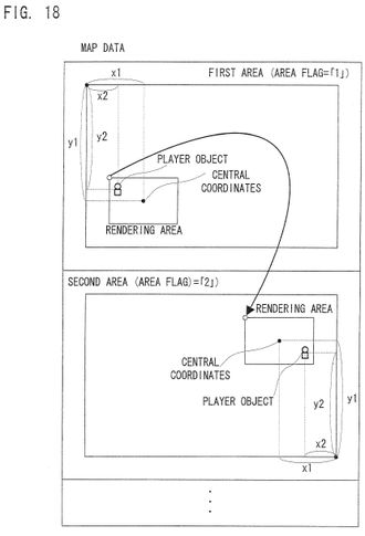 Figur fra patentet EP 1 854 520 B1 som illustrerer konseptet hvor overlapp av punkter skal iverksette spesifikke handlinger i spillet.