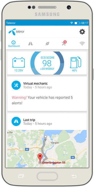 Telenors app skal danne grunnlag for et økosystem for tingenes internett rundt bilen.