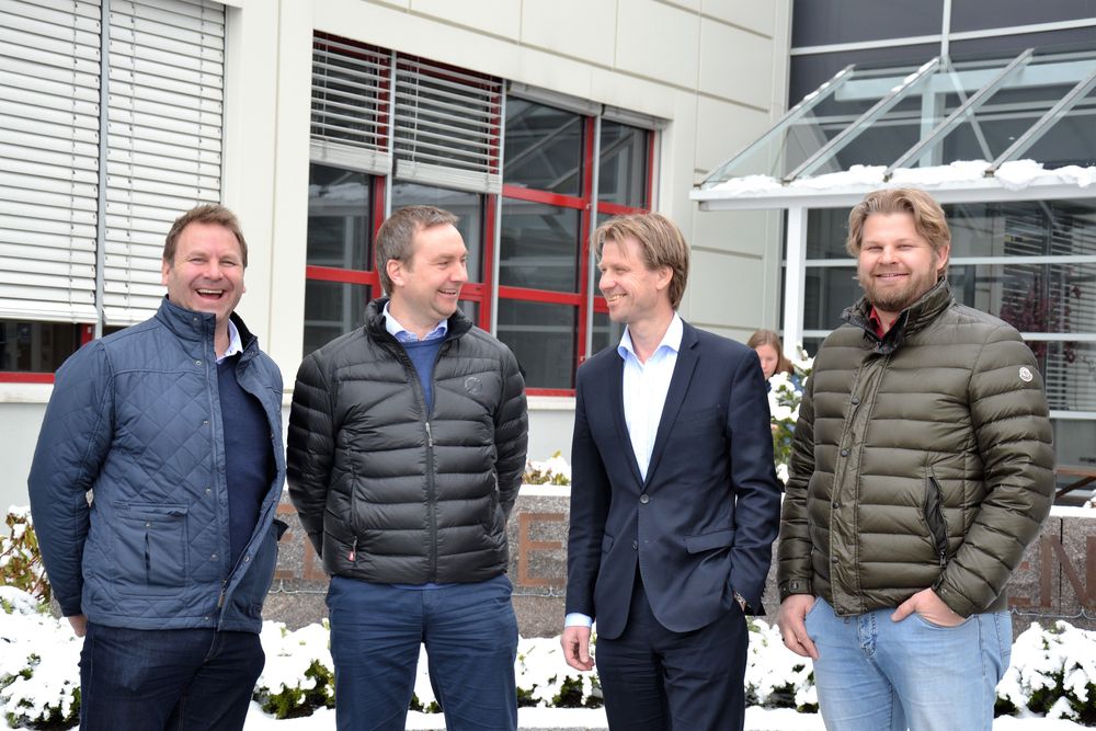 Fra venstre: Svein Erik Bjerkrheim, Organisasjonsdirektør Steen &amp; Lund, Fridtjof Myhrene, Prosjektleder og medeier i Steen &amp; Lund, Jørgen Evensen, konserndirektør Betonmast og Pål Lund, Adm. direktør Steen &amp; Lund.