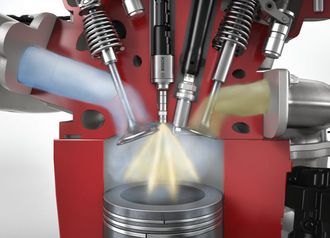 Direkte innsprøyting, hvor bensin sprøytes inn under kompresjon, gir større andel uforbrent bensin. Det gir igjen flere partikler i eksosen. 