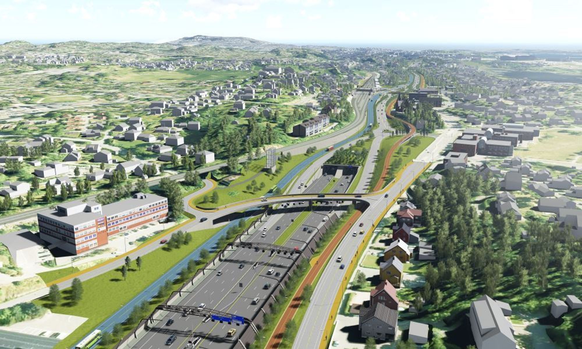Regjeringen foreslår i NTP bygge ut hele E18-strekningen gjennom Oslo og Bærum, uten opphold.