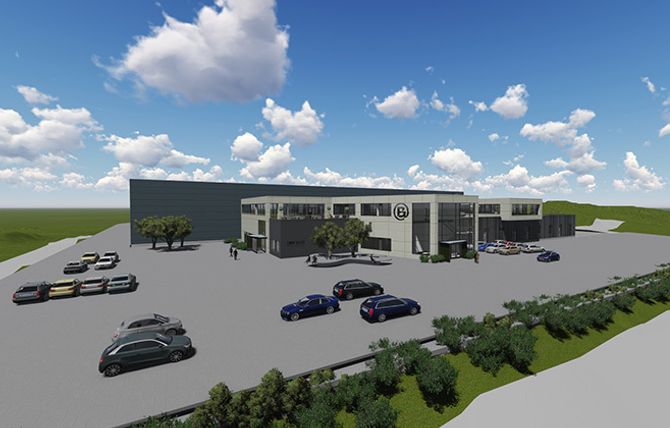 Slik ser det nye hovedkvarteret til Brandsdal Group ut på arkitekttegningene. Nybygget skal stå klart neste sommer.