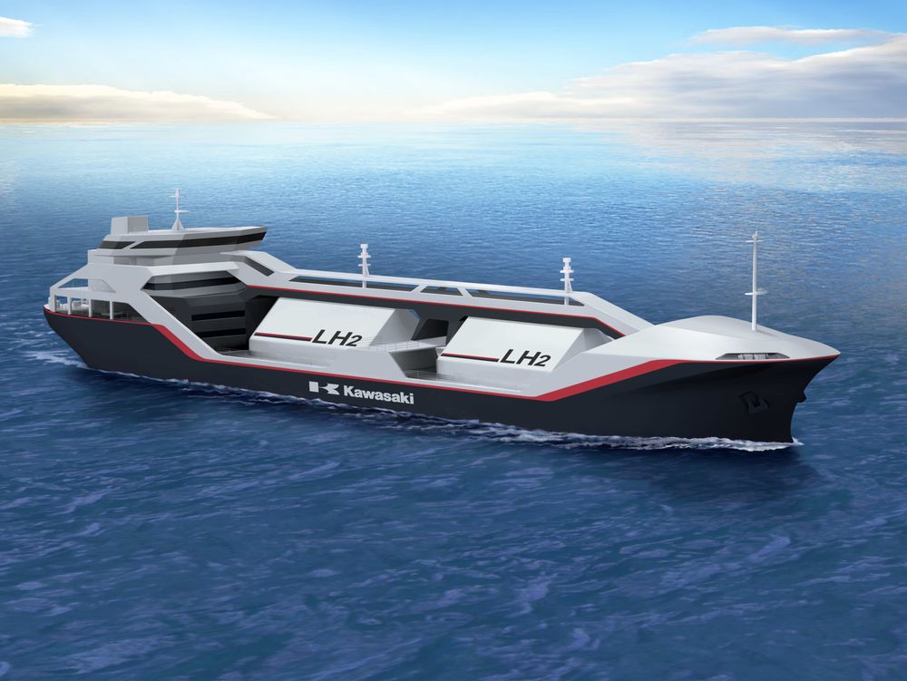 Byggingen av verdens første spesialskip for hydrogentransport er i gang i Japan. Hver av de to sylindriske tankene måler 17 meter i lengde og 10 meter i diameter.