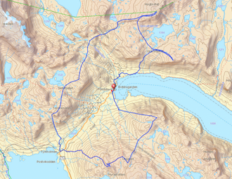 RUTE: Dette er ruta Tommy Støa valde under løpet. GPS-spor frå "lommekjent.no".