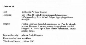 SVART PÅ KVITT: I skildringa av eigedomen skriv lagmannsretten at huset til Kjellaug og Per Ingar Sviggum ligg over riksvegen.
