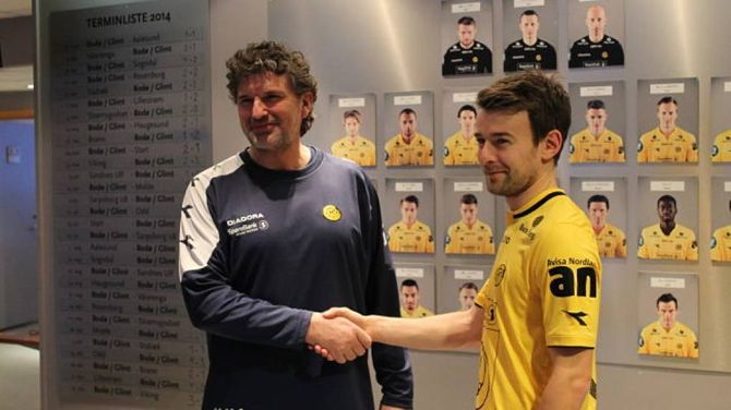 VARM VELKOMST: I Bodø/Glimt fekk Furebotn spele under ein gamal kjenning, tidlegare sogndalspelar og trenar Jan Halvor Halvorsen.