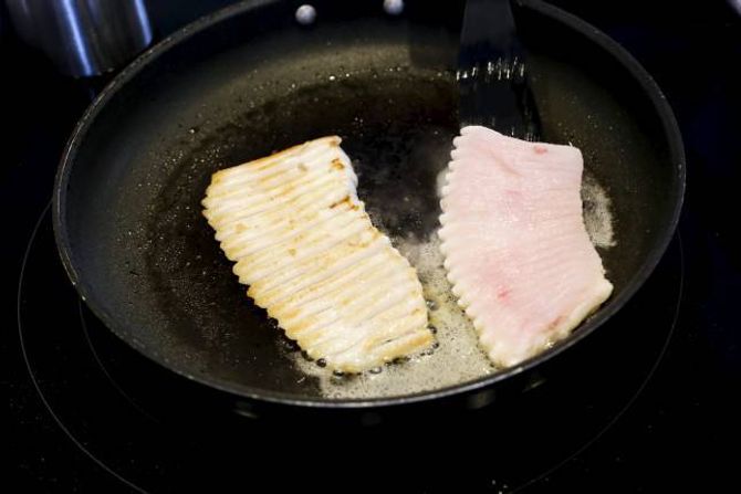 GJENNOMSTEIKJAST: Skaten, som er ein haifisk, skal ikkje ha rå kjerne.