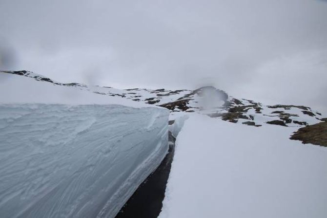 SNØ: Slik såg det ut på Aurlandsfjellet onsdag ettermiddag.