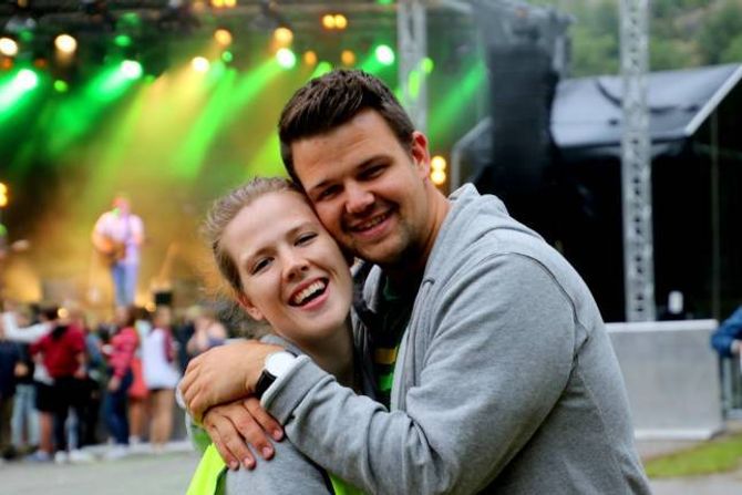 Nøgde: Maritha Skjerdal og Torgeir Skjerdal i arrangørkomiteen er svært nøgde med årets Jordeplerock.